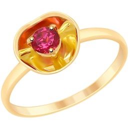 Кольцо из золота с родолитом 8-710026