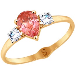 Кольцо из золота с бесцветными и розовым Swarovski Zirconia 81010360