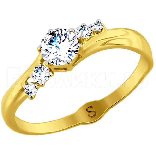 Кольцо из желтого золота со Swarovski Zirconia 81010396-2