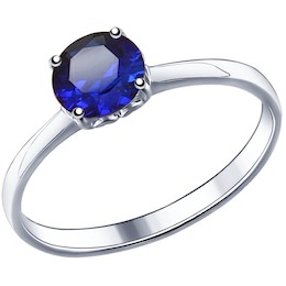 Кольцо из серебра с синим корунд (синт.) 88010056