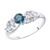Кольцо из серебра с синим топазом и фианитами 92011667