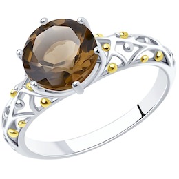 Кольцо из золочёного серебра с раухтопазом 92011716