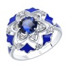 Кольцо из серебра с эмалью и синими корундами и фианитами 92011771