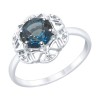 Кольцо из серебра с синим топазом и фианитами 92011797