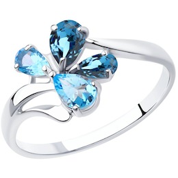 Кольцо из серебра с голубыми и синими топазами 92011824