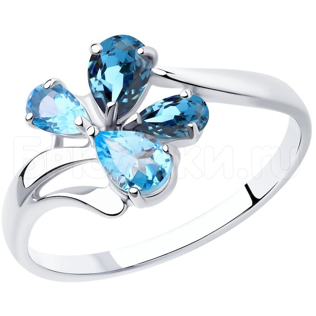 Кольцо из серебра с голубыми и синими топазами 92011824