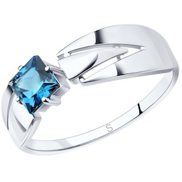 Кольцо из серебра с синим топазом 92011827