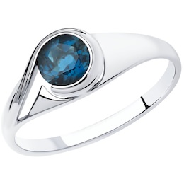 Кольцо из серебра с синим топазом 92011835