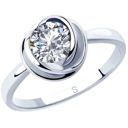 Кольцо из серебра с фианитом 94012819