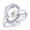 Кольцо из серебра с жемчугом и фианитами 94012822