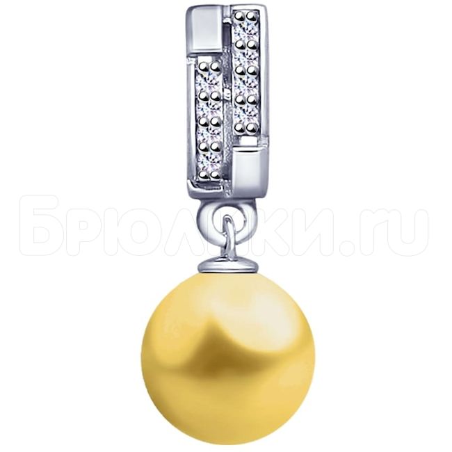 Подвеска из серебра с жёлтым жемчугом Swarovski и фианитами 94032143