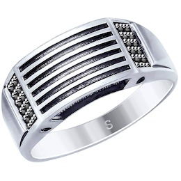 Кольцо из чернёного серебра с фианитами 95010122