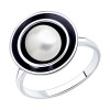 Кольцо из чернёного серебра с жемчугом 95010123