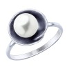 Кольцо из чернёного серебра с жемчугом 95010124