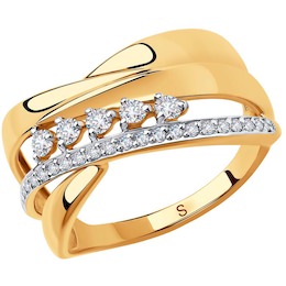 Кольцо из золота с фианитами 018304