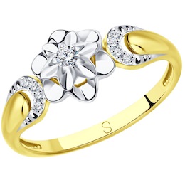 Кольцо из комбинированного золота с бриллиантами 1011405-2