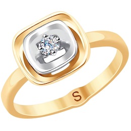 Кольцо из комбинированного золота с бриллиантом 1011774