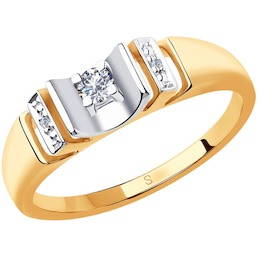 Кольцо из комбинированного золота с бриллиантами 1011838