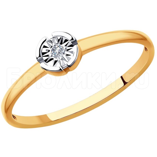 Кольцо из комбинированного золота с бриллиантом 1011857