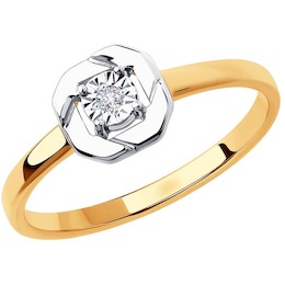 Кольцо из комбинированного золота с бриллиантом 1011863