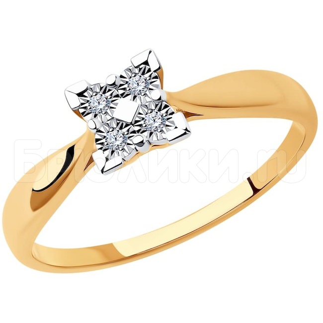 Кольцо из комбинированного золота с бриллиантами 1011890