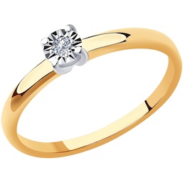 Кольцо из комбинированного золота с бриллиантом 1011905