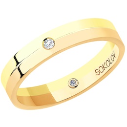 Обручальное кольцо из комбинированного золота с бриллиантами 1114058-01