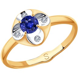 Кольцо из золота с бриллиантами и сапфиром 2011131