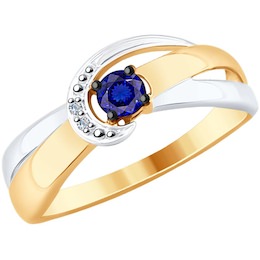 Кольцо из золота с бриллиантами и синими корундами 6012137