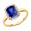 Кольцо из золота с бриллиантами и синим корунд (синт.) 6012153