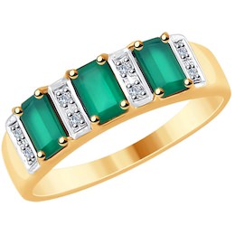 Кольцо из золота с бриллиантами и агатами 6013053