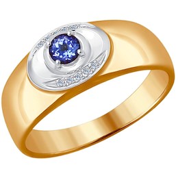 Кольцо из золота с бриллиантами и танзанитом 6014122