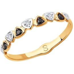 Кольцо из золота с бесцветными и чёрными бриллиантами 7010050