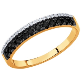 Кольцо из золота с бесцветными и чёрными бриллиантами 7010056