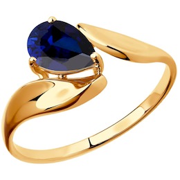 Кольцо из золота с синим корунд (синт.) 715262