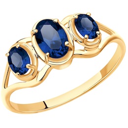 Кольцо из золота с синими корундами 715410