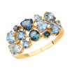 Кольцо из золота с голубыми и синими топазами 715649