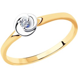 Кольцо из золота с бриллиантом и синим корунд (синт.) 8-1010003