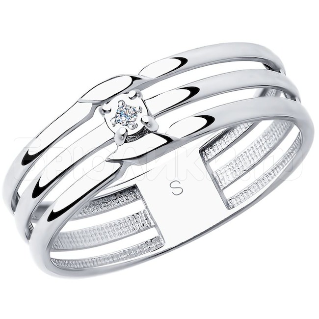 Кольцо из серебра с бриллиантом 87010024