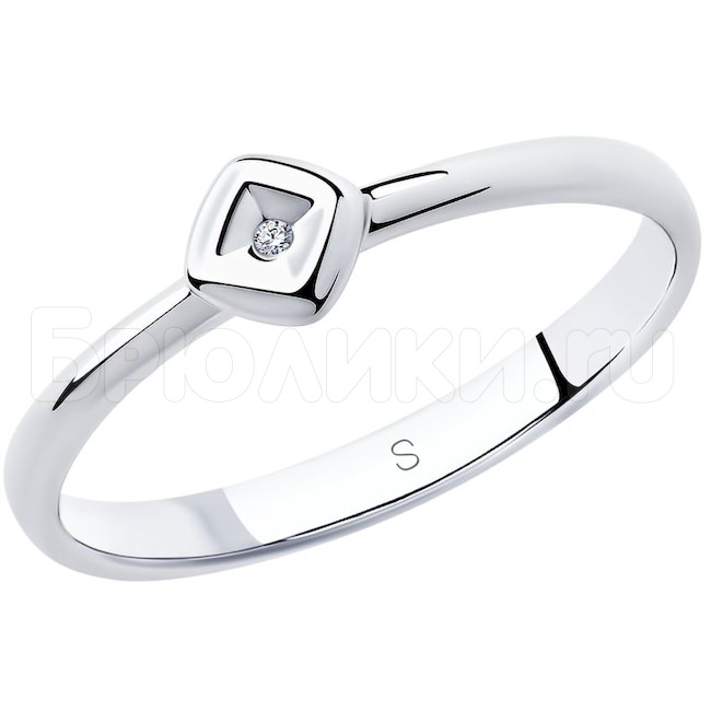 Кольцо из серебра с бриллиантом 87010025