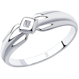 Кольцо из серебра с бриллиантом 87010027