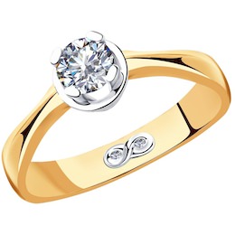 Кольцо из комбинированного золота с бриллиантами 9010063
