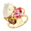 Кольцо из серебра с белым, коричневым и розовым кристаллами Swarovski 93010827