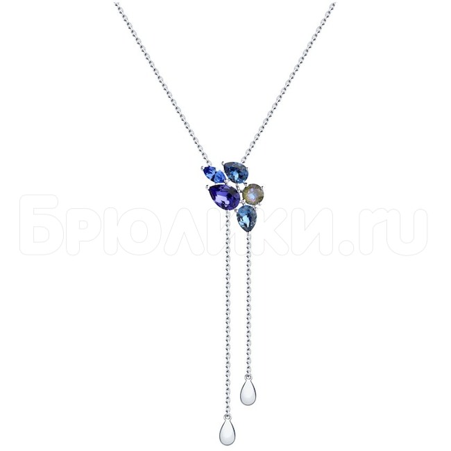 Колье из серебра с голубыми и синим кристаллами Swarovski 94070303