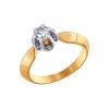 Помолвочное кольцо из комбинированного золота с фианитом 010166