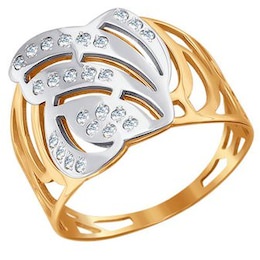 Кольцо из комбинированного золота с фианитами 015772