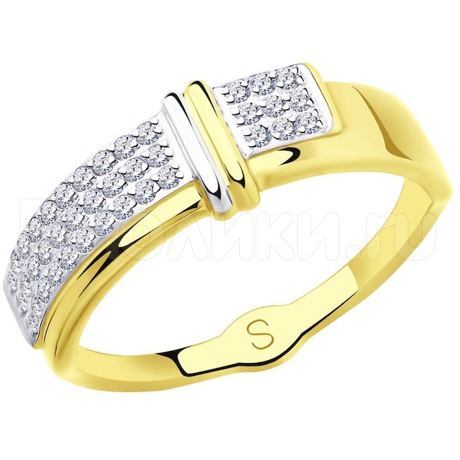 Кольцо из желтого золота с фианитами 018126-2