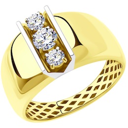 Кольцо из желтого золота с фианитами 018377-2