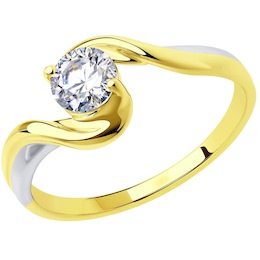 Кольцо из желтого золота с фианитом 018392-2