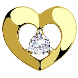 Подвеска «Сердце» из желтого золота с фианитом 035800-2
